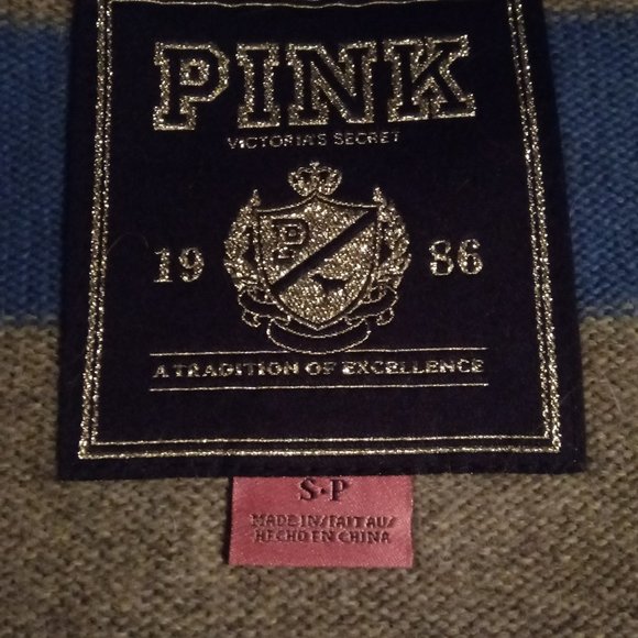 Vs Pink Blue Stripe Crop Cardigan Sweater - Picture 10 of 11